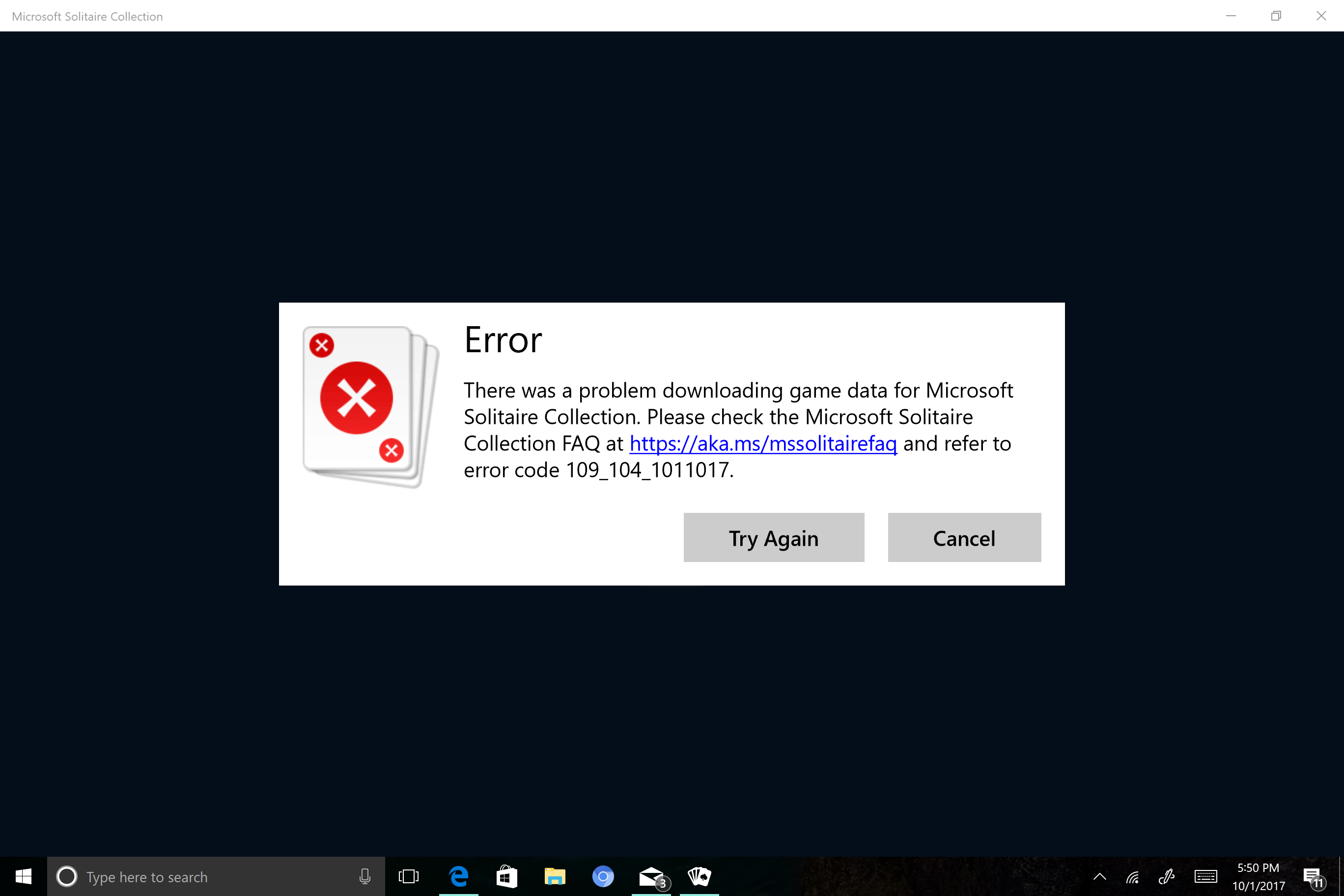 error downloading game data (Microsoft Solitaire Collection) [​IMG]