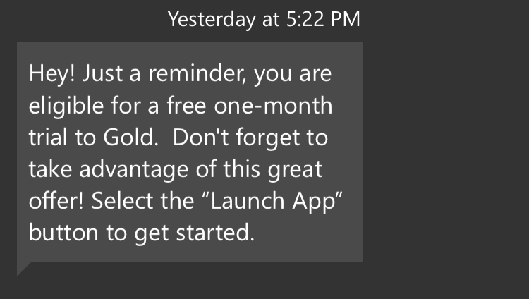 Xbox sending free Xbox live in a message [​IMG]