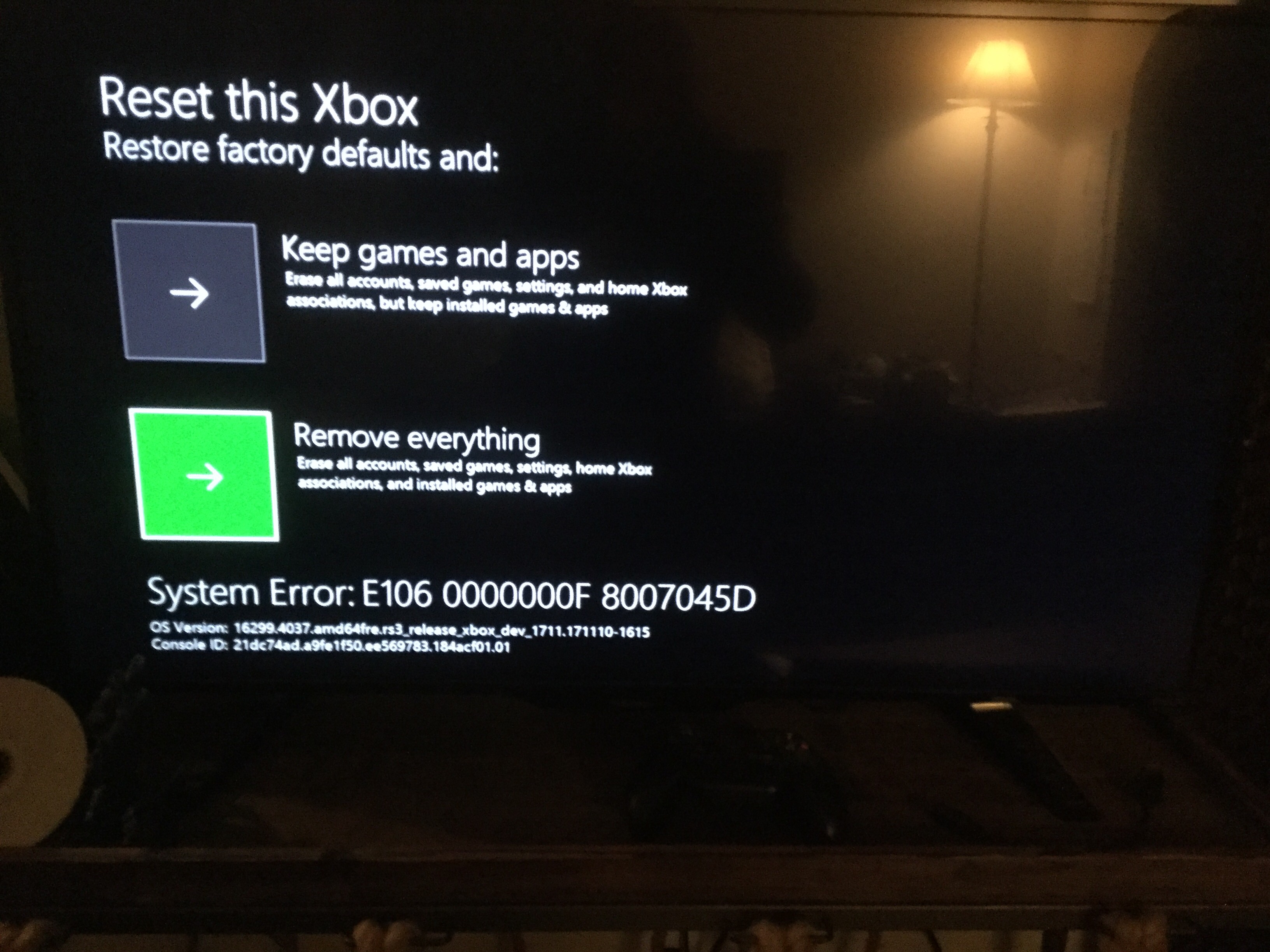 xbone appears to hang during factory reset after I chose to remove everything [​IMG]