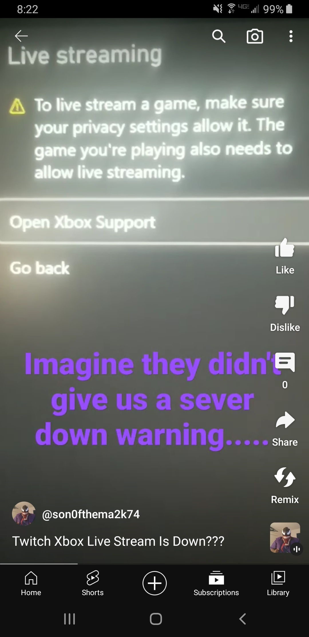 My friend had a video about something Wrong with Xbox Live stream. [​IMG]