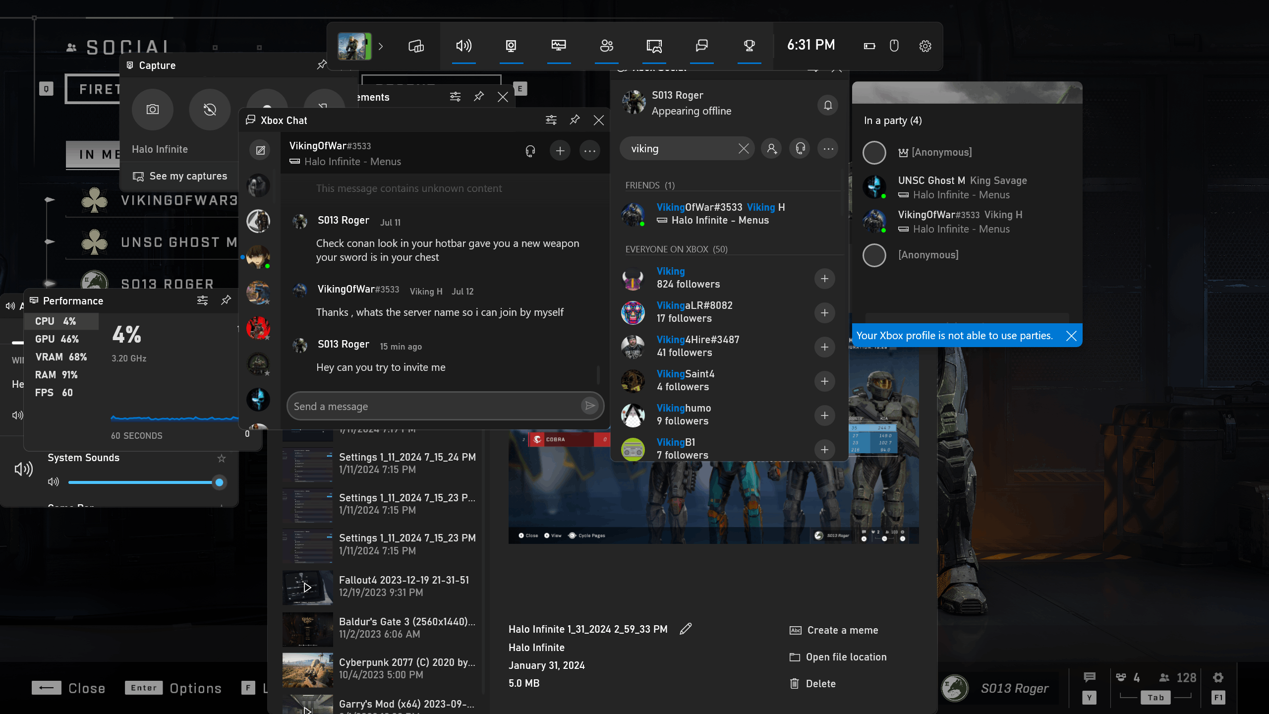 Your Xbox Profile is not able to use Parties? [​IMG]