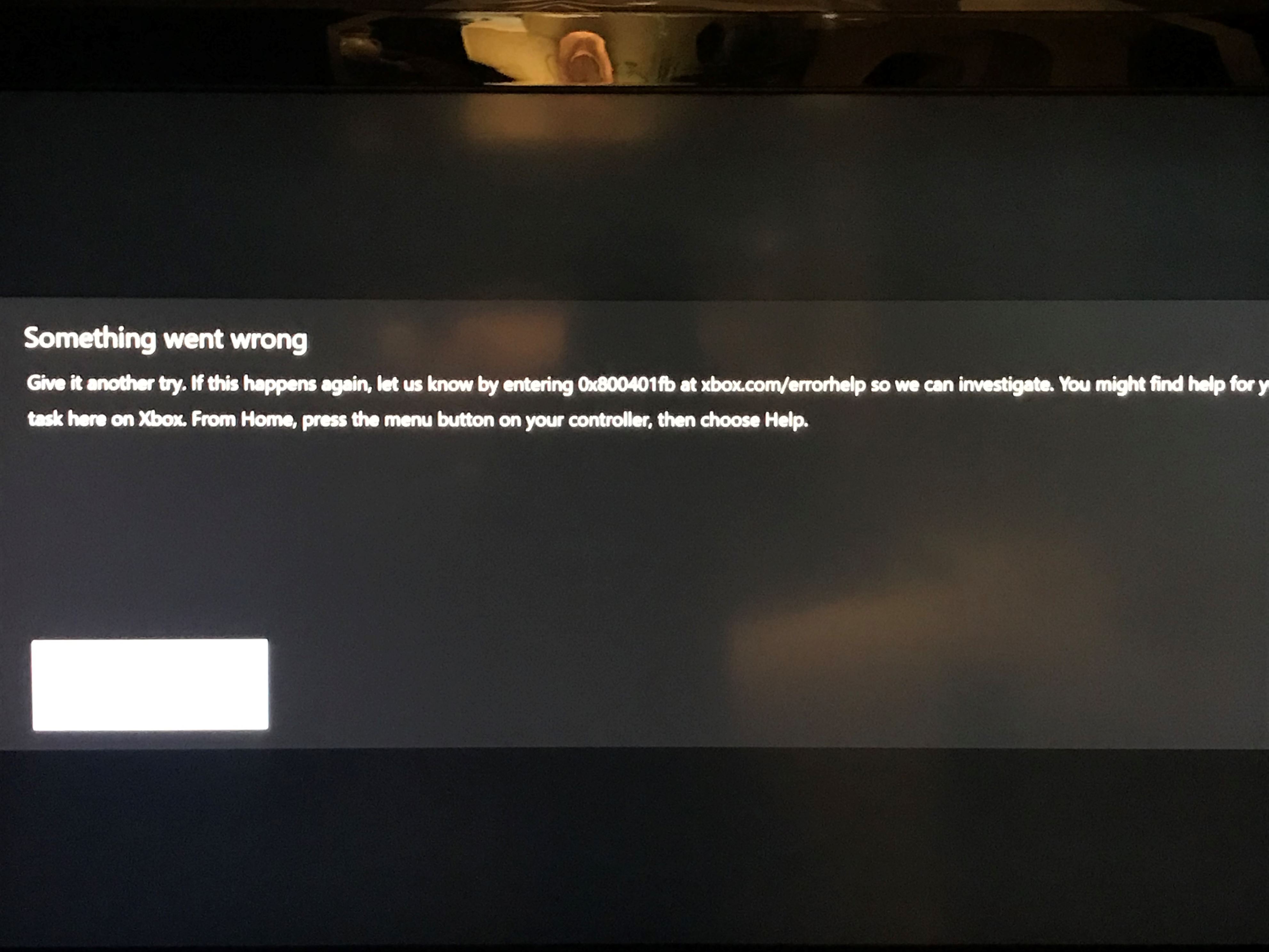 "Something went wrong" when turning on the Xbox Error: 0x800401fb [​IMG]