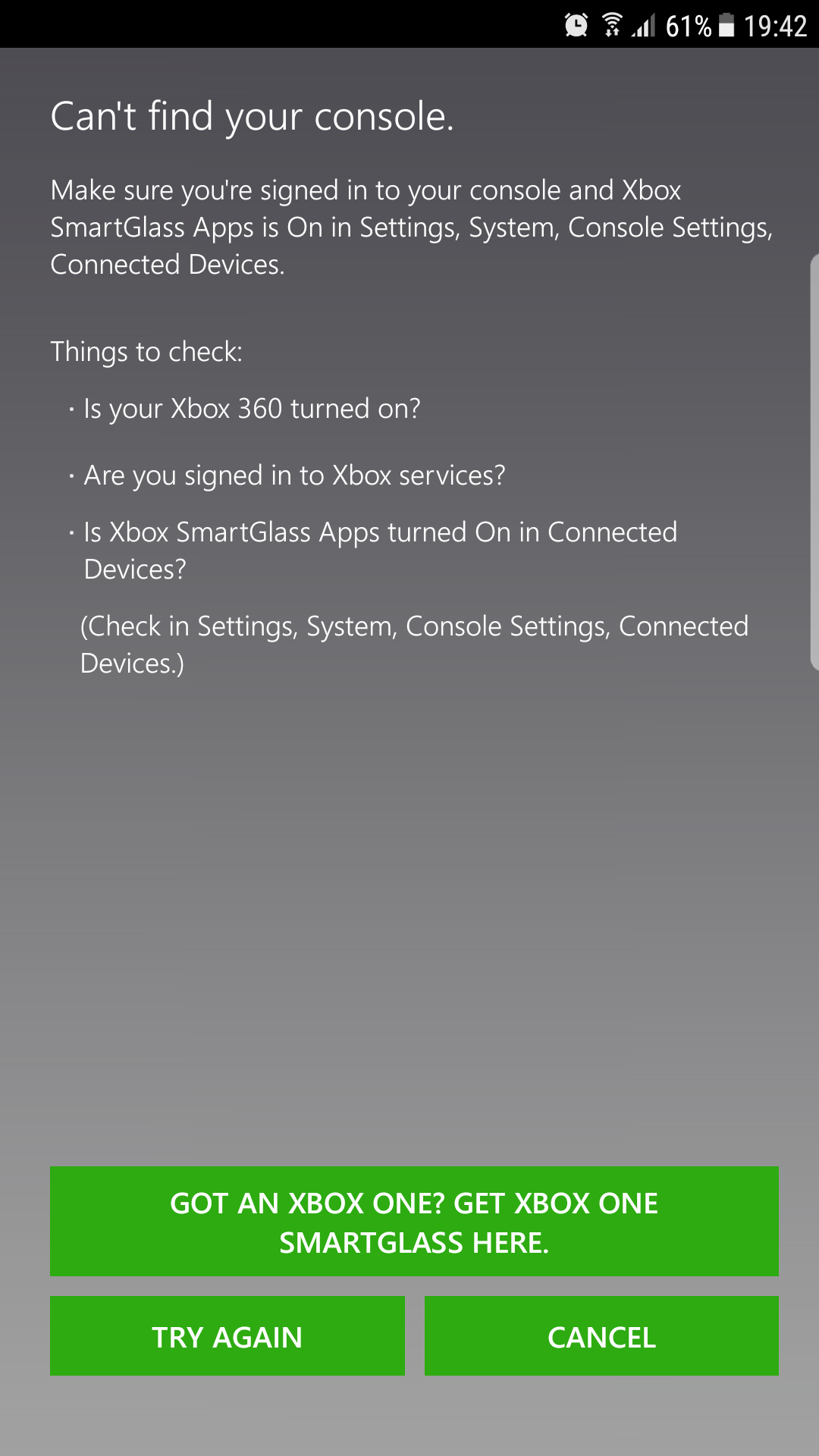 Smartglass can't find console Xbox 360 [​IMG]