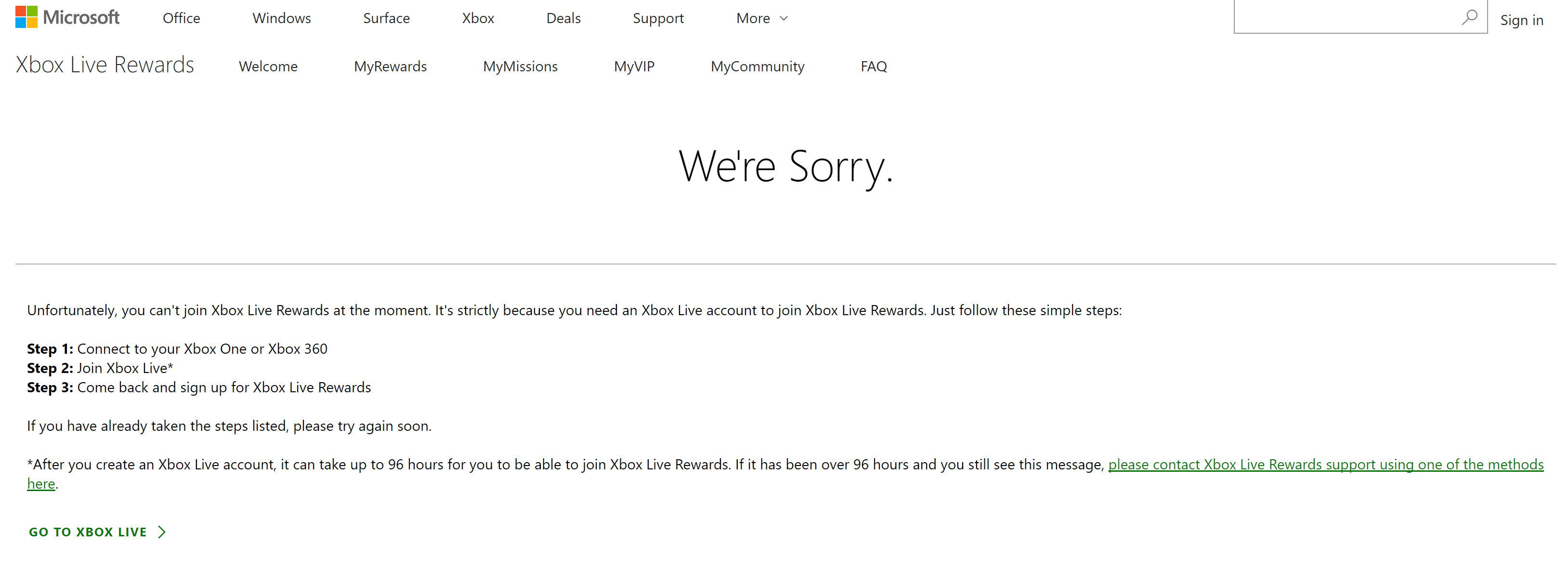 Unable to sign up for xbox live rewards because of email address changed [​IMG]