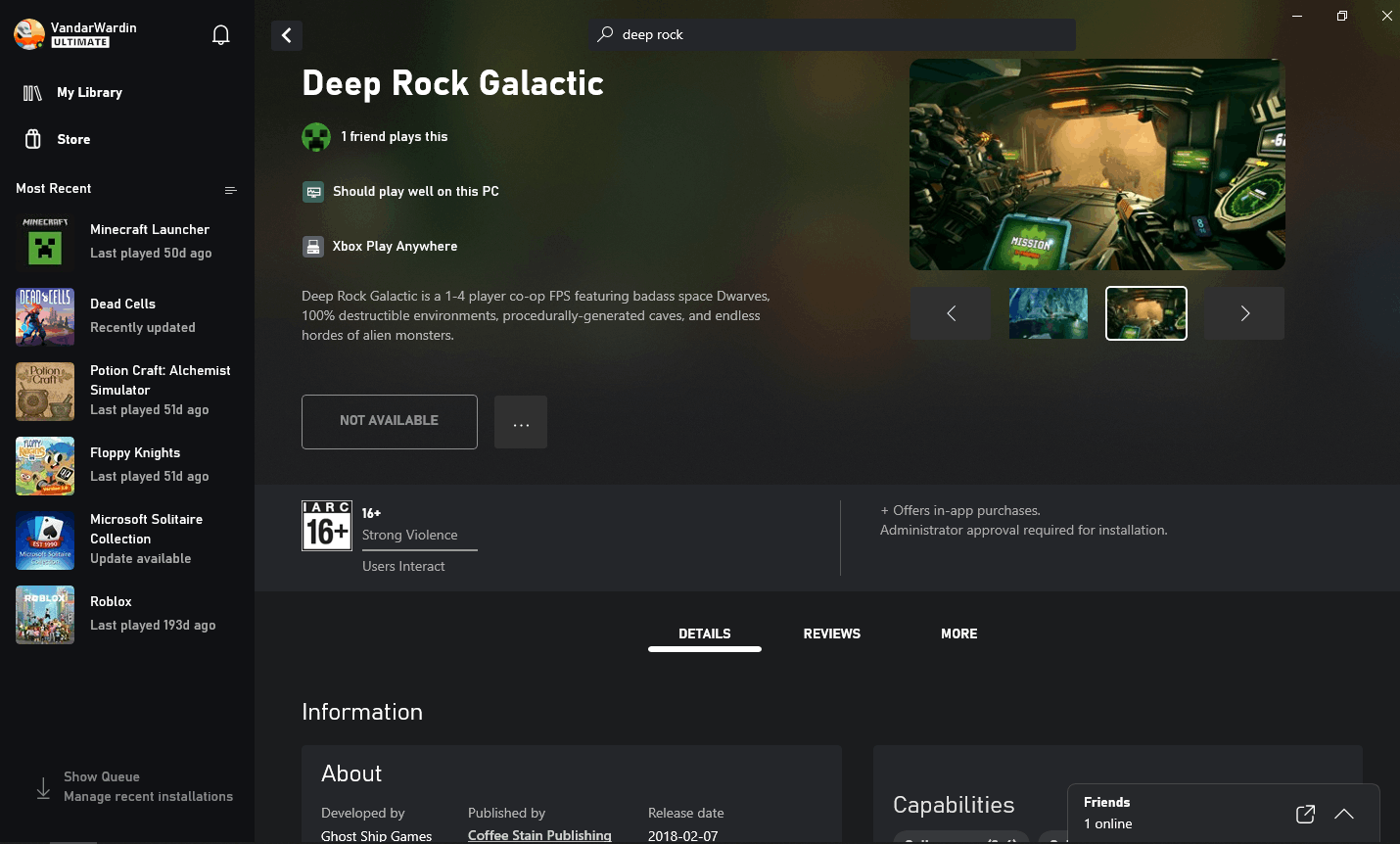 I can't download Deep Rock Galactic on pc with the Gamepass (I did check the service... [​IMG]