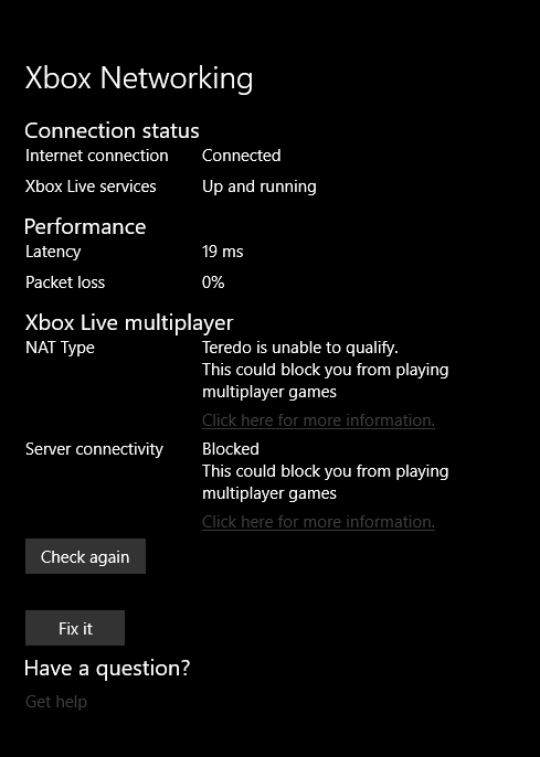 Server connection blocked for the xbox app on windows 10 [​IMG]