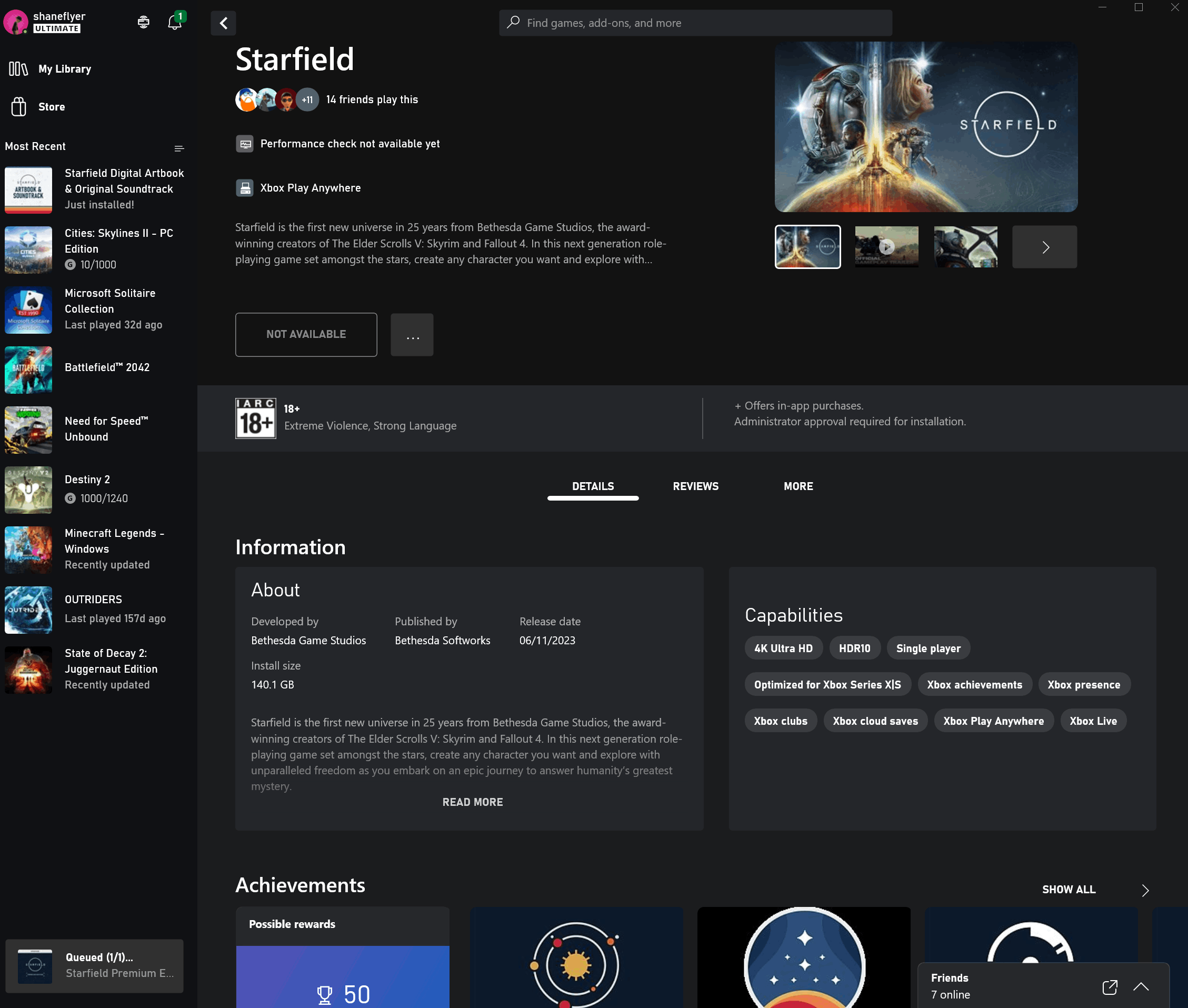 Starfield is currently not available in your account. Make sure you are signed in to the... [​IMG]