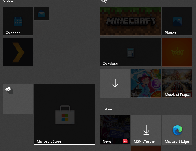 Microsoft Store has a white line under it along with a few other start menu icons [​IMG]