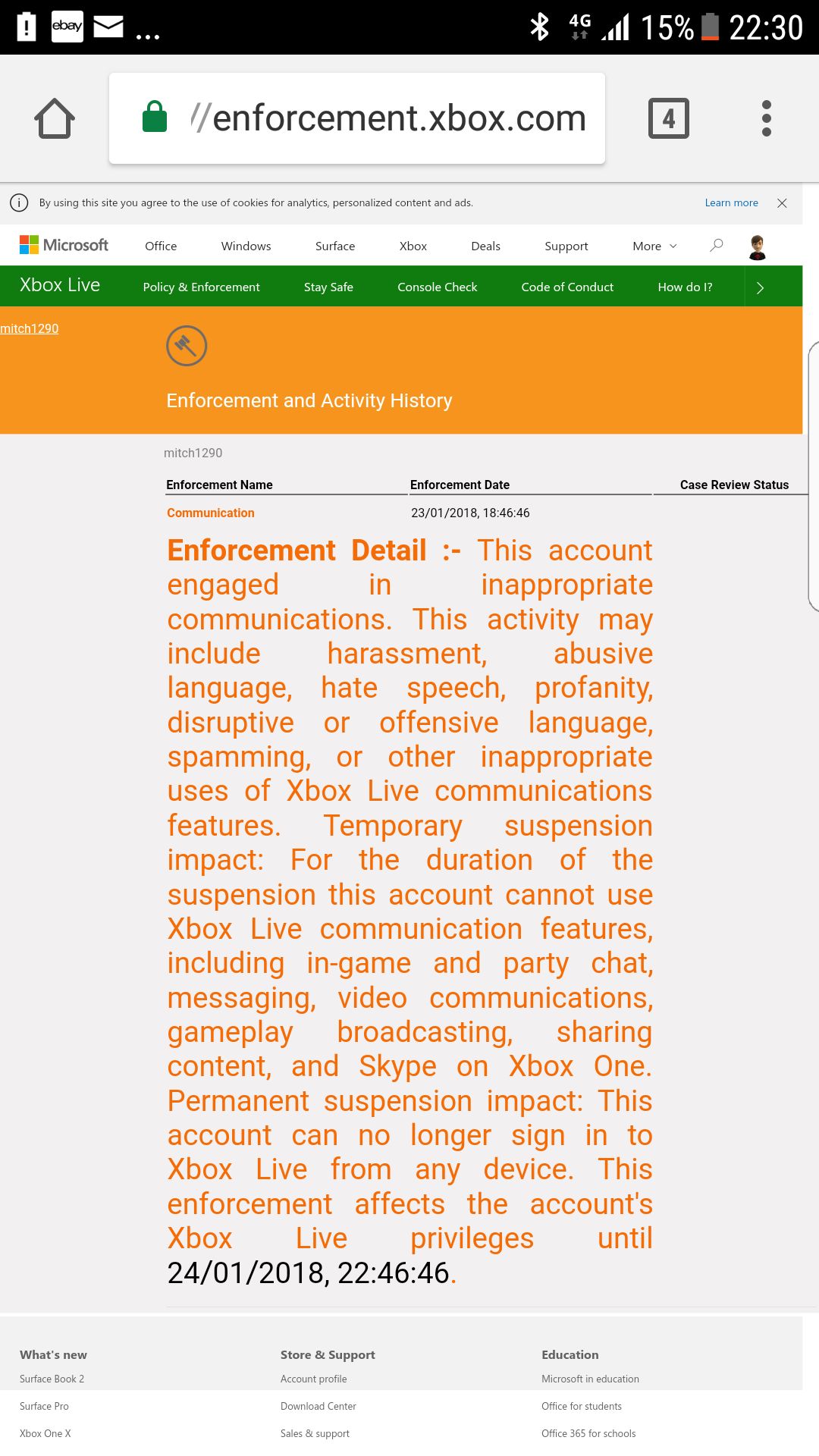 xbox live account gone from 24 hour ban to lifetime i guess date disappeared [​IMG]