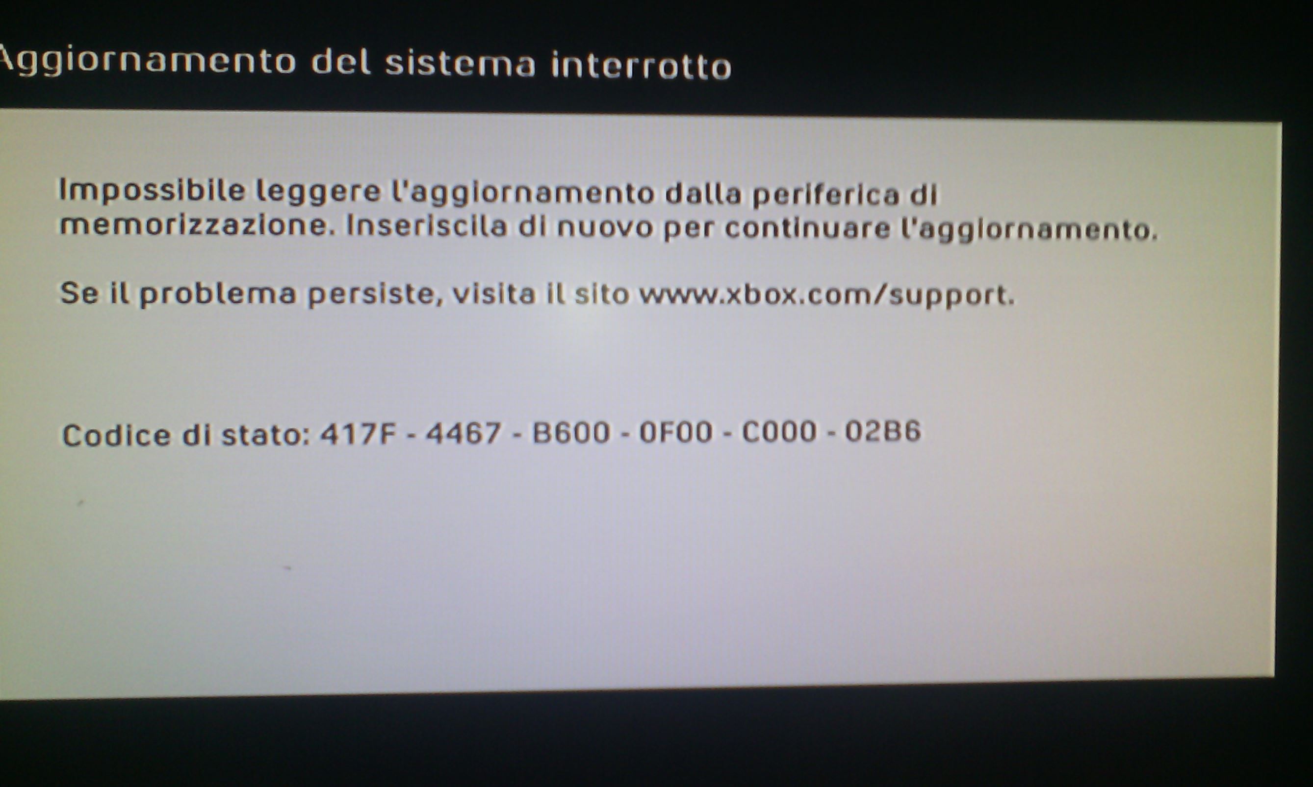 I can't  use my Xbox: official dashboard update failed [​IMG]