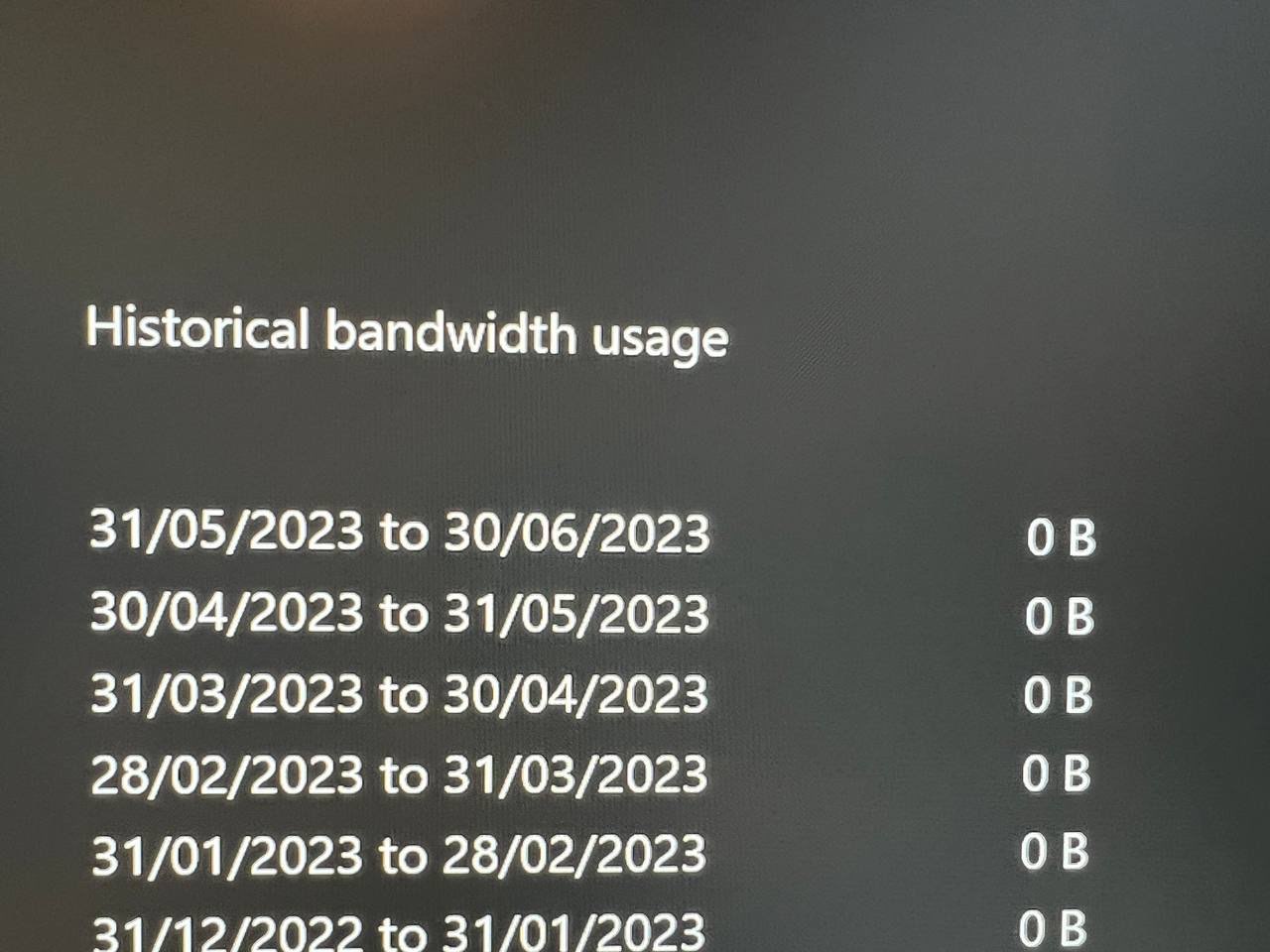Xbox bandwidth usage shows 0B for all months since I bought it [​IMG]