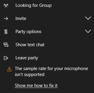 Windows 10 Xbox App Part Chat Issue [​IMG]