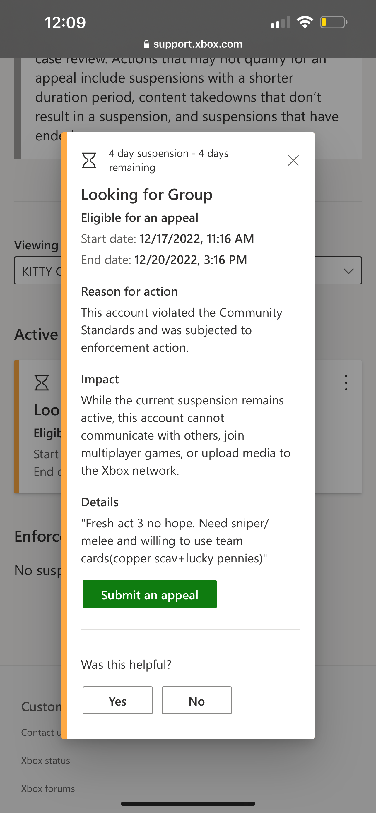 Need help getting unbanned. I can’t even contact a representative . There is 0 merit to... [​IMG]