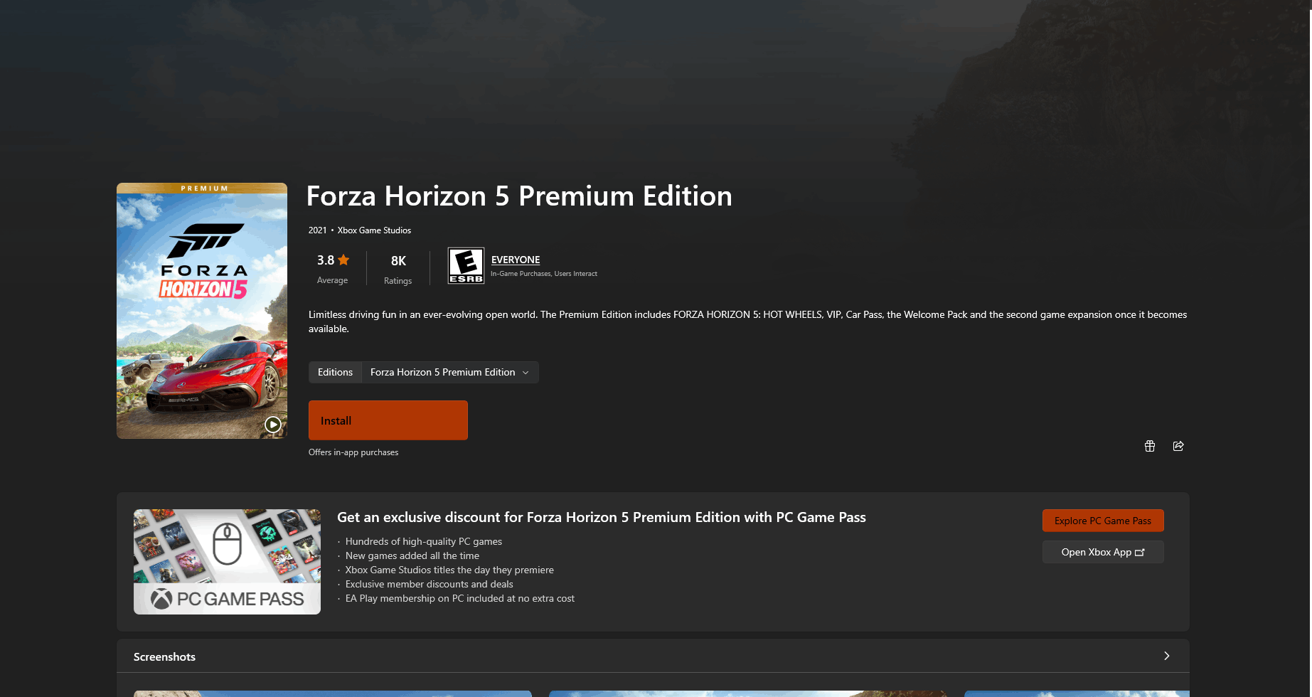 I cannot install Forza Horizon 5 Premium edition [​IMG]