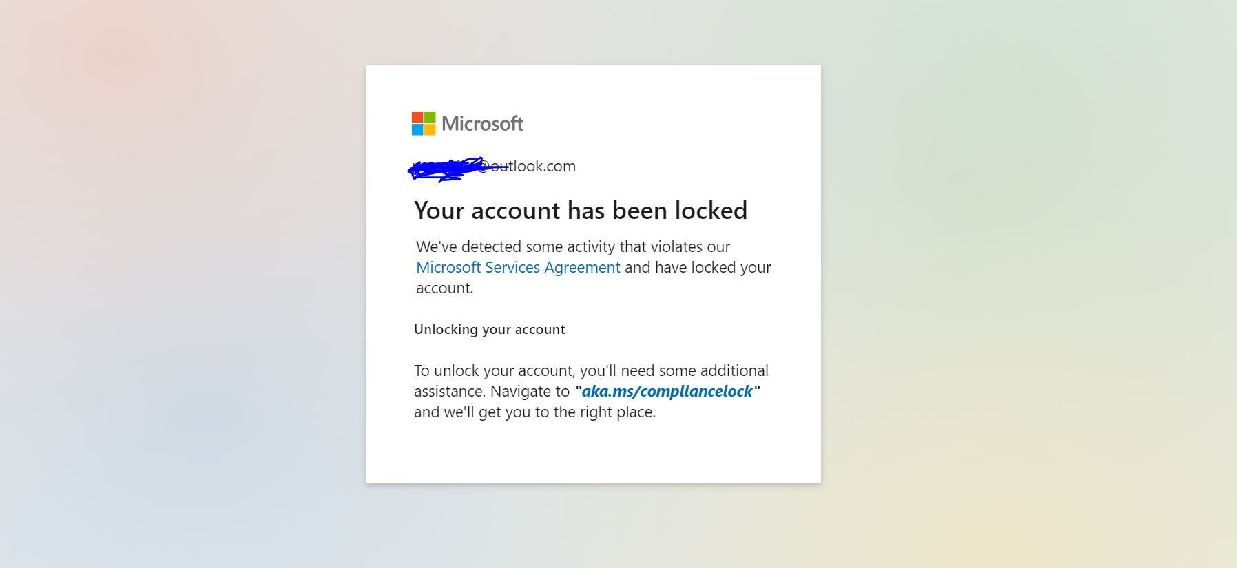 Your account has been locked [​IMG]