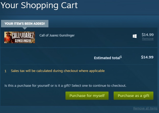 Getting frustrated trying to buy Call of Juarez Gunslinger from the storefront [​IMG]