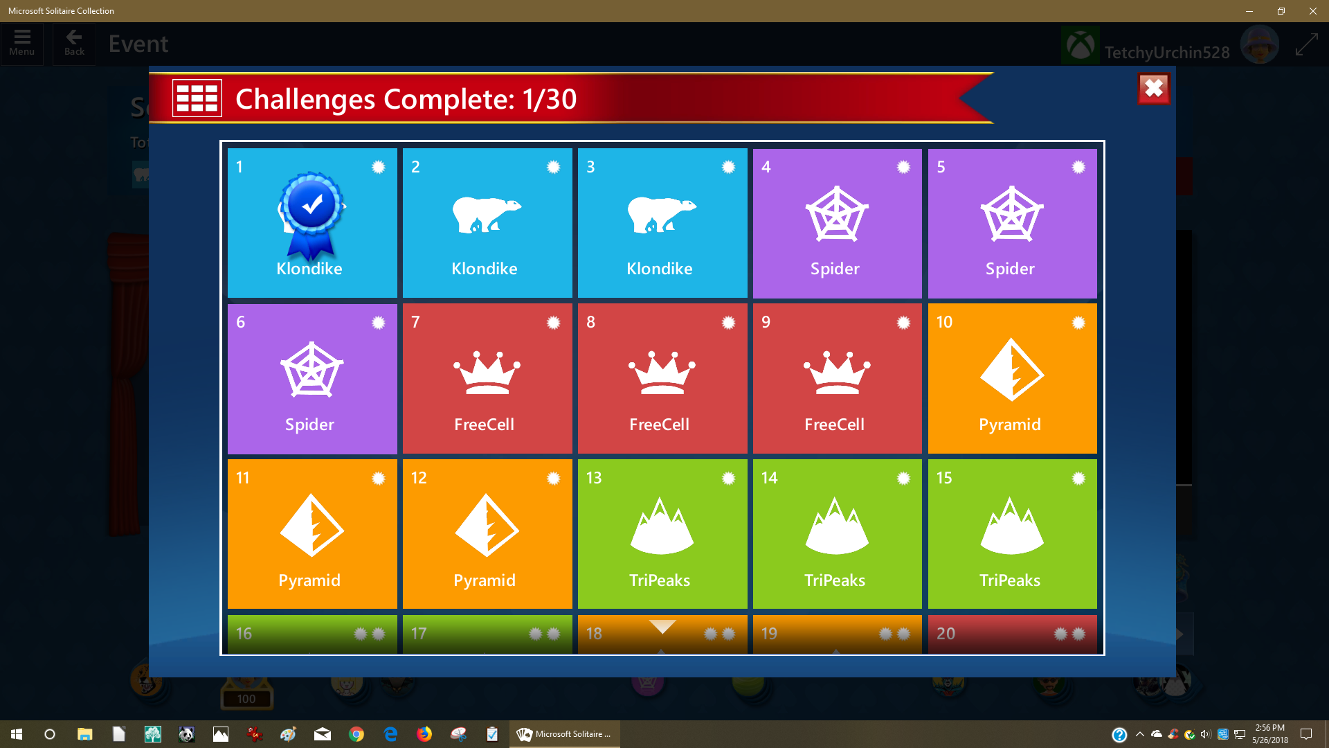 Event challenges in Microsoft Solitaire doesn't show properly [​IMG]