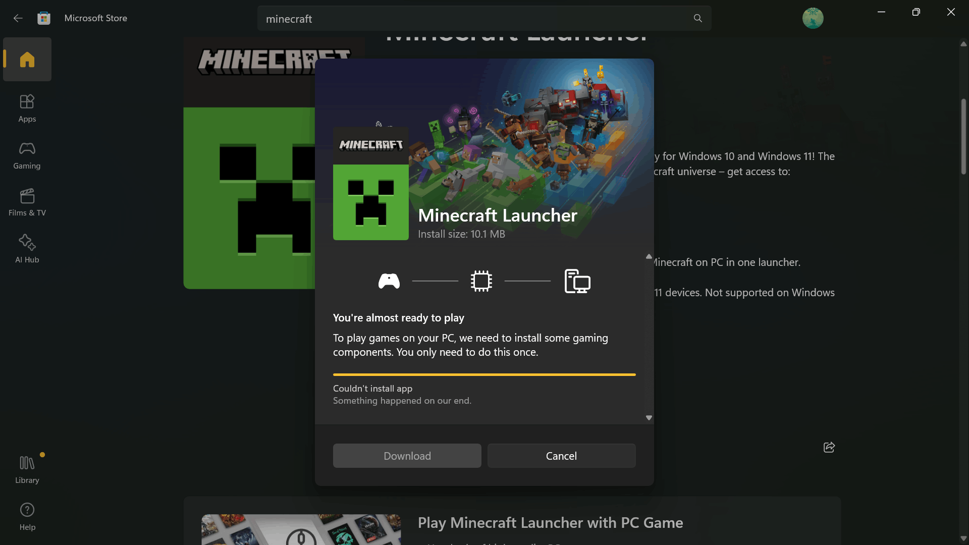 I am unable to install any games from the Microsoft Store [​IMG]