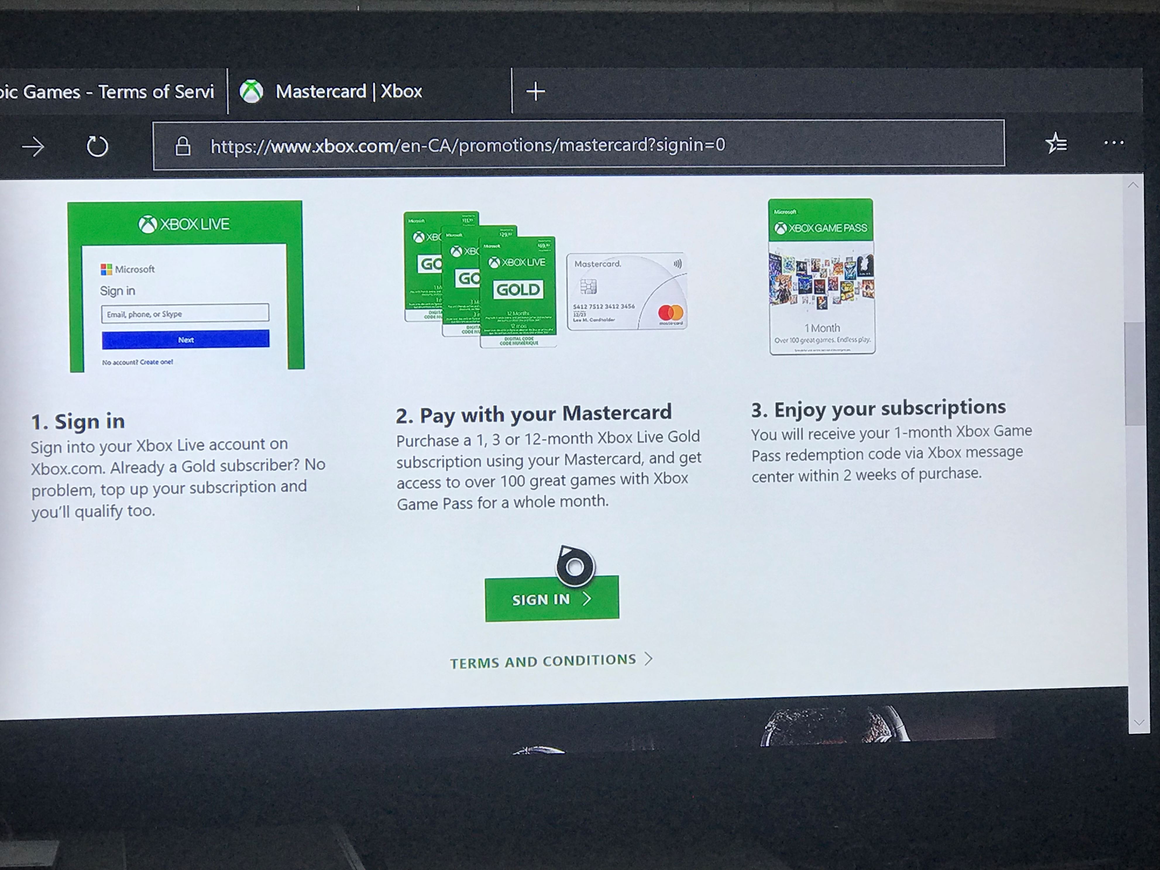 Mastercard xbox live/1 month free game pass promotion. [​IMG]