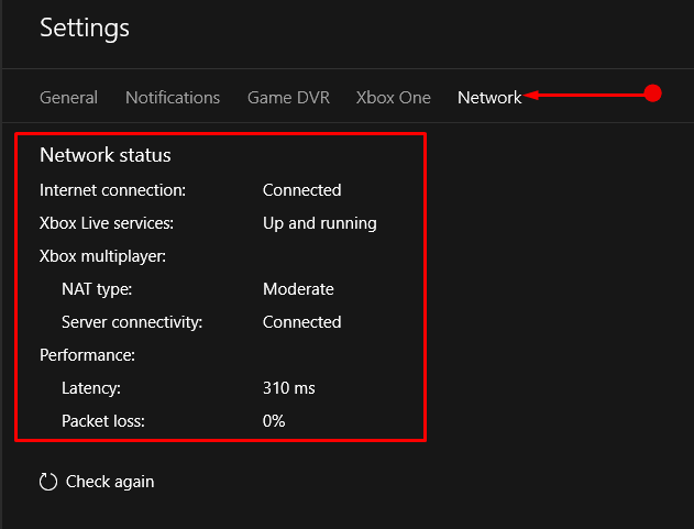 Since Xbox Console Companion app is no longer available, where do I check Network status? [​IMG]