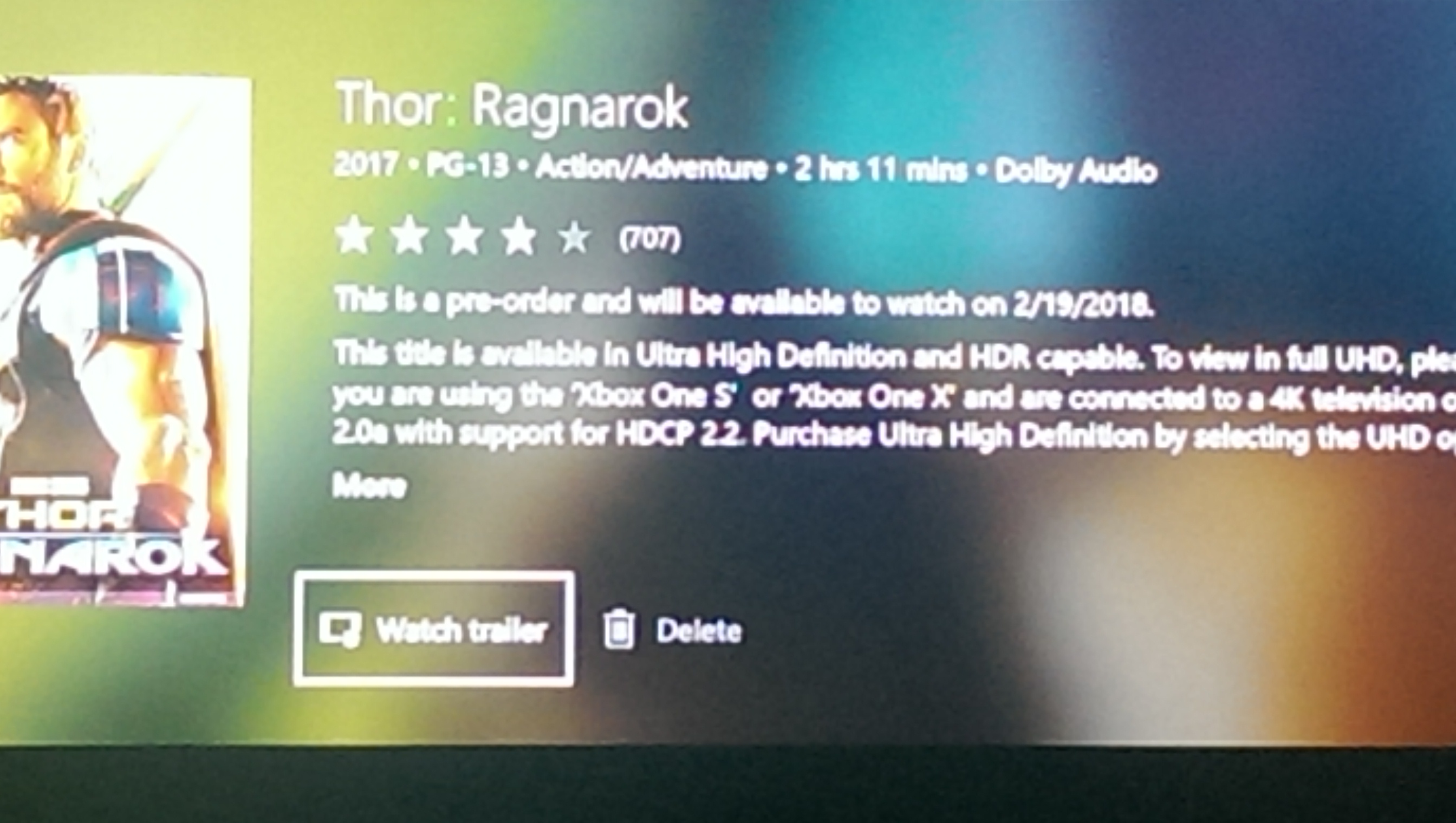 preordered Thor and Can't watch it on date shown on xbox [​IMG]