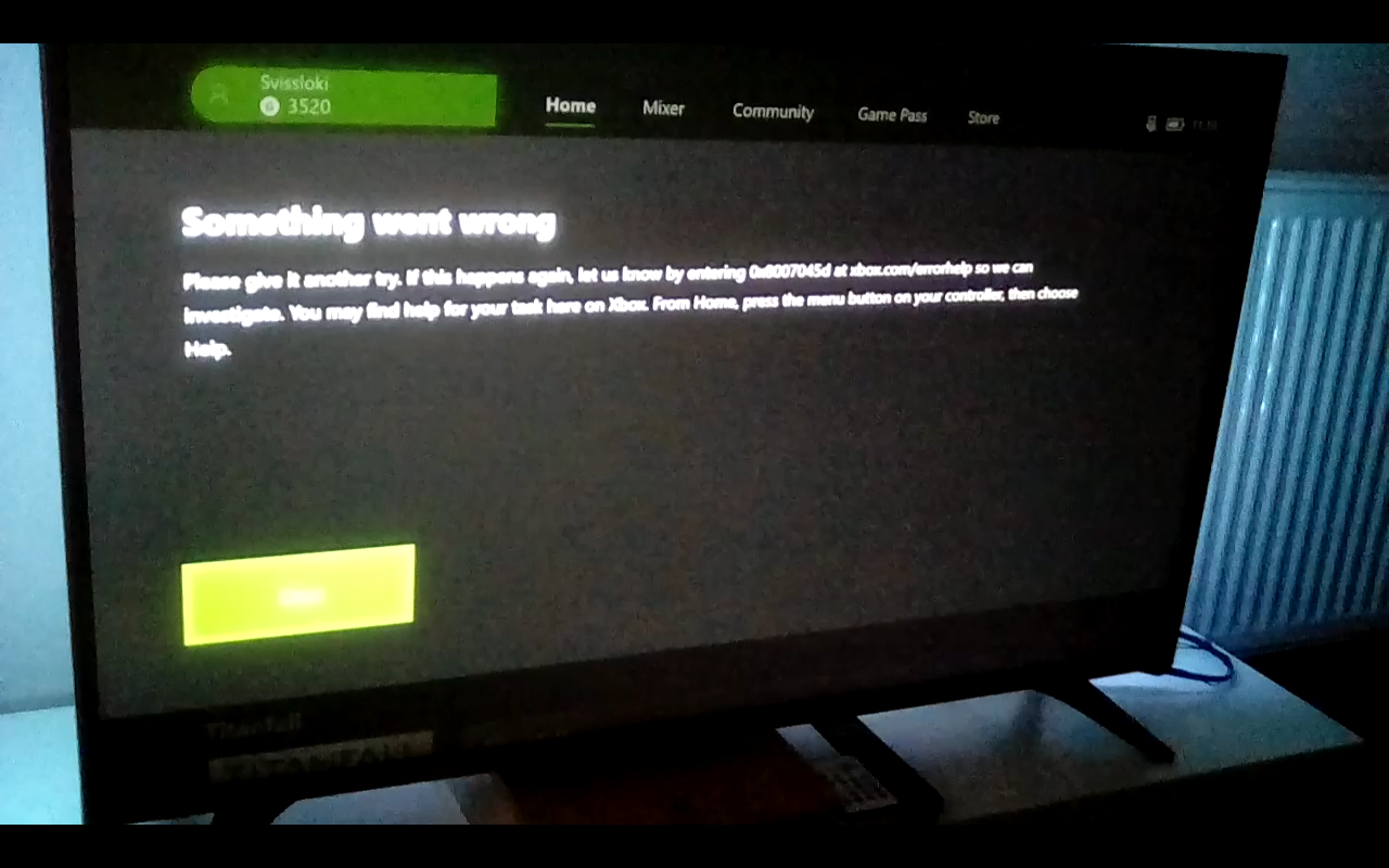 Xbox One X "Something went wrong" [​IMG]