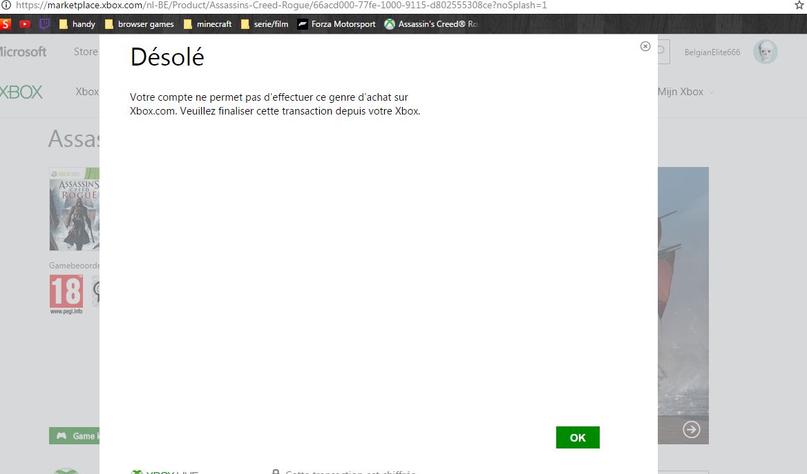 Cannot buy an Xbox 360 game backwards on Microsoft Store Xbox One - "Sorry, Your account does ... [​IMG]