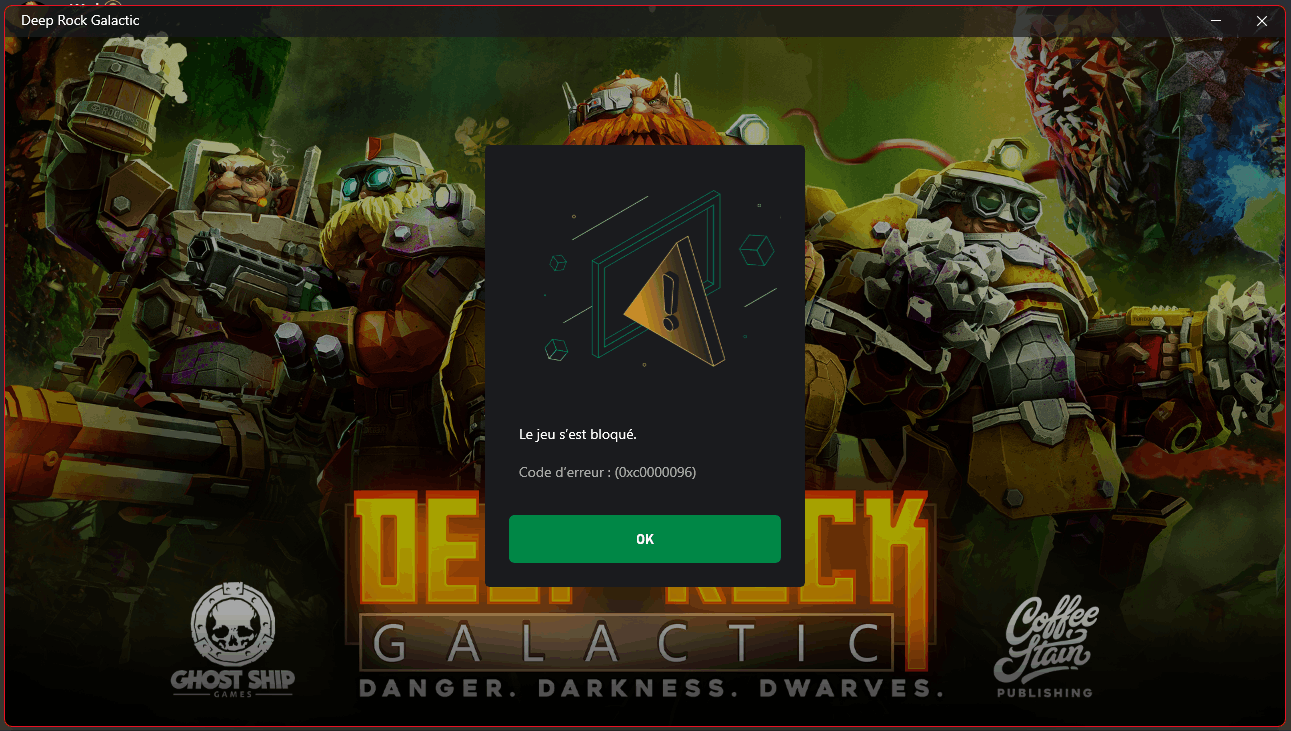 Deep Rock Galactic crashes immediately when launched ( Xbox app on PC ) [​IMG]