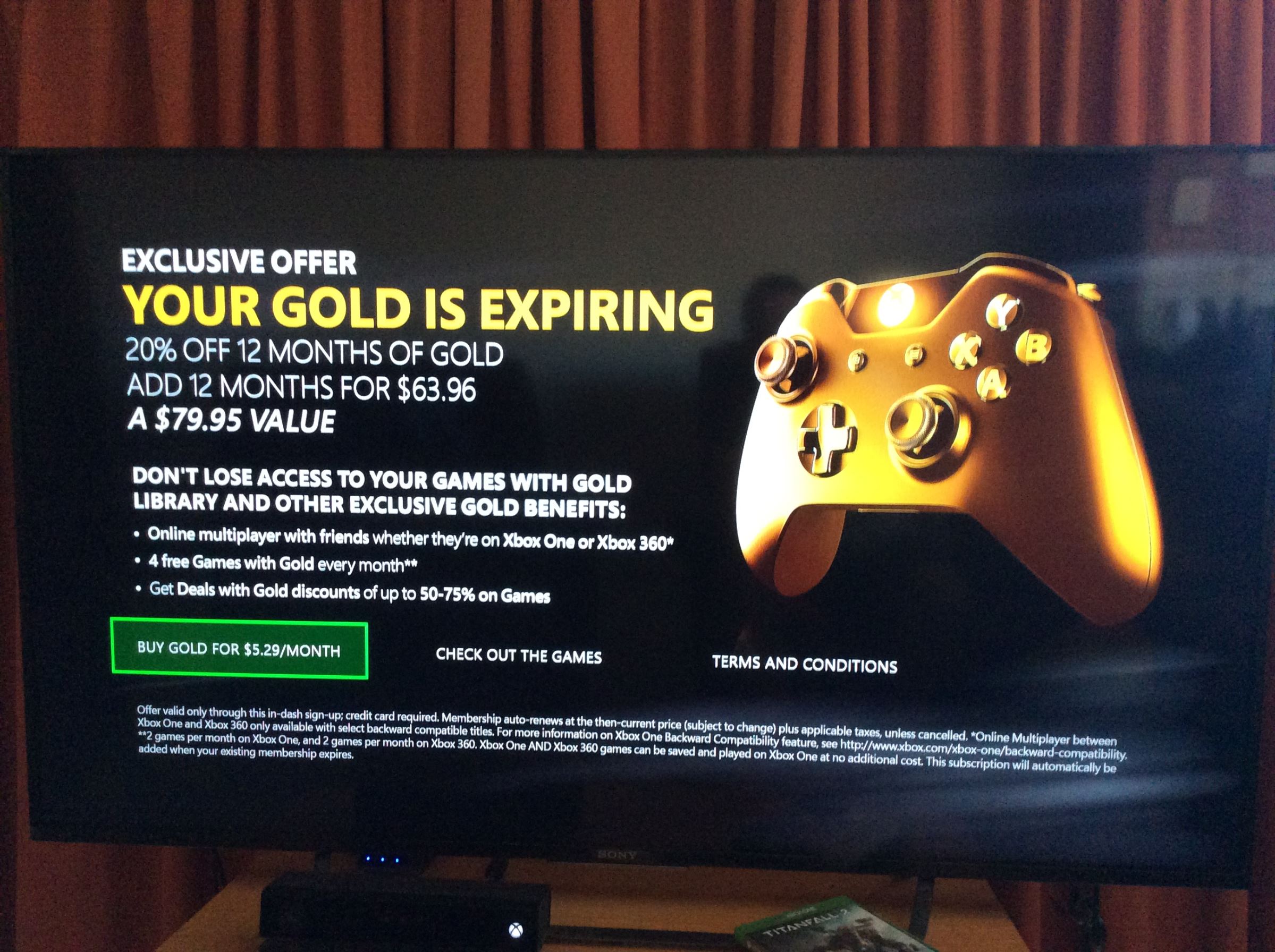 20% Gold Renewal Offer charging full price [​IMG]