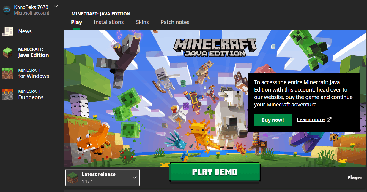 Unable to play Minecraft Java Edition on Game Pass despite being included as a free game [​IMG]