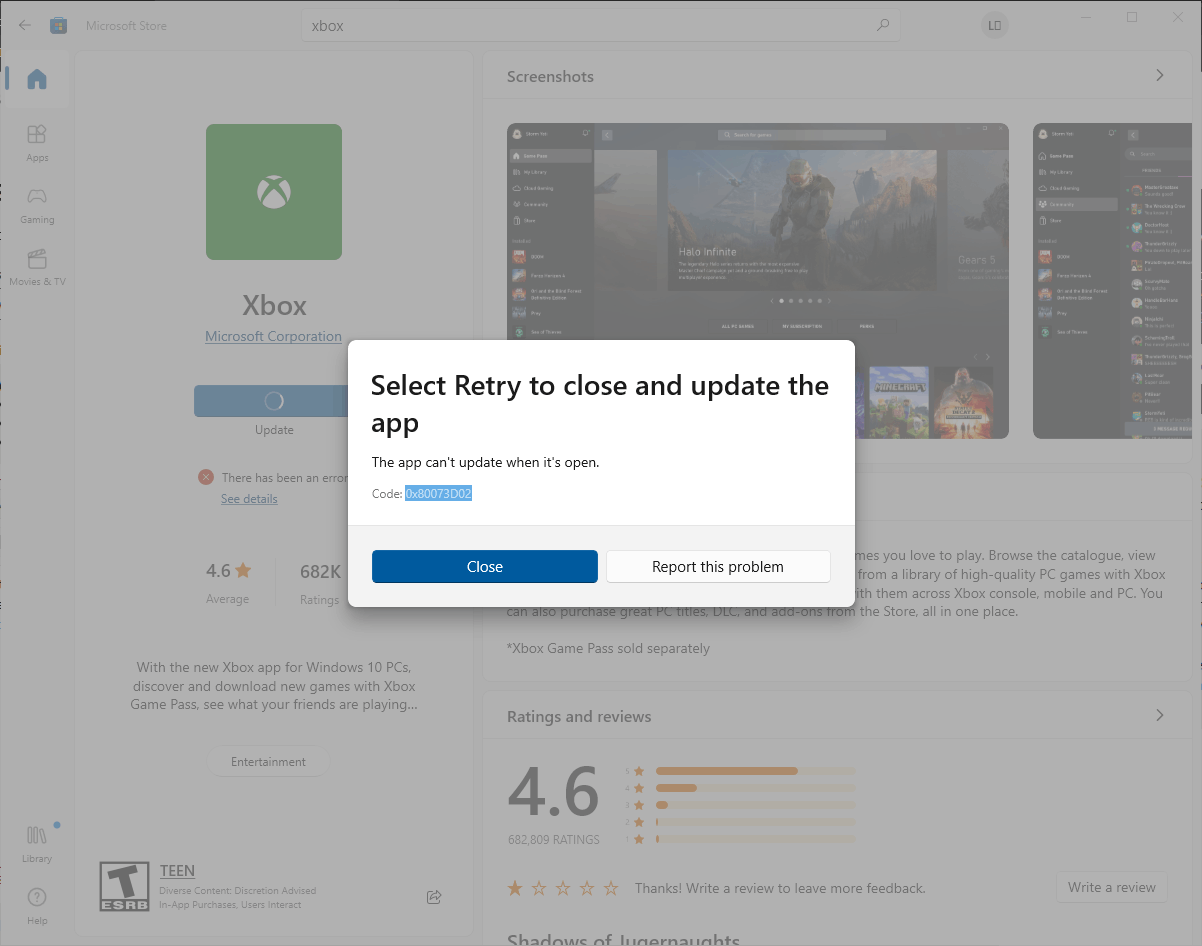 How can I fix the problem/error code "this app (xbox app) cant open" [​IMG]