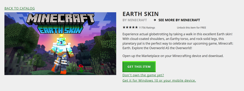 Can we obtain a new Minecraft earth skin or transfer it? [​IMG]