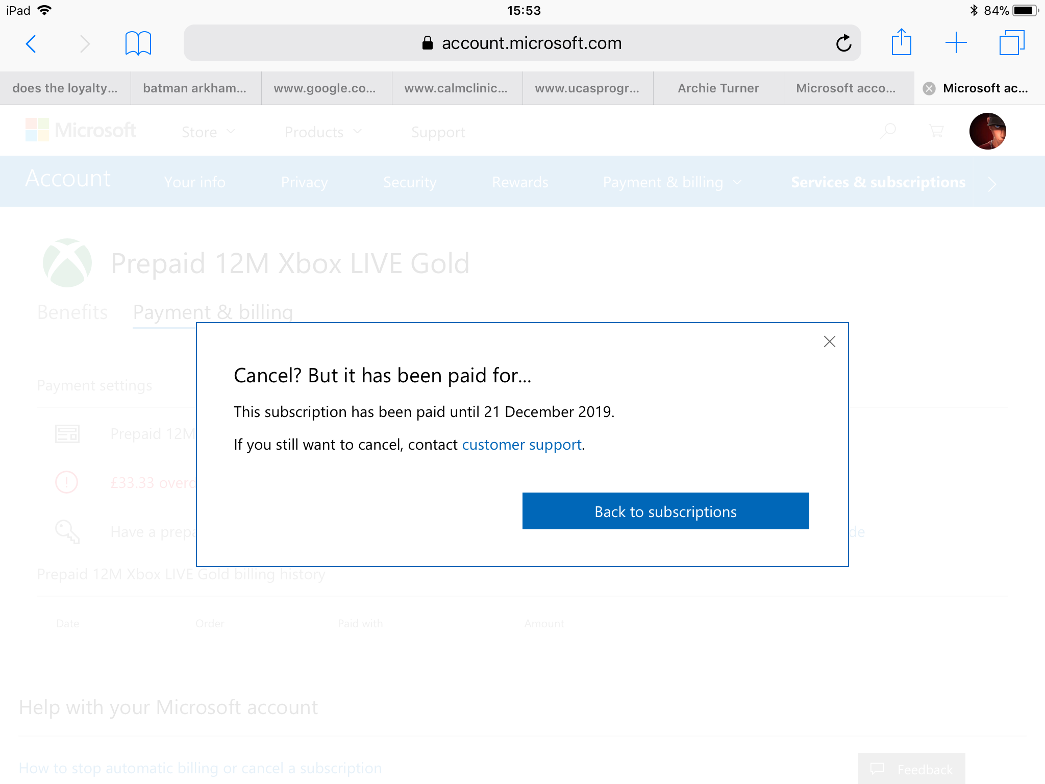 Xbox gold not allowing usage, despite saying my subscription is paid for [​IMG]