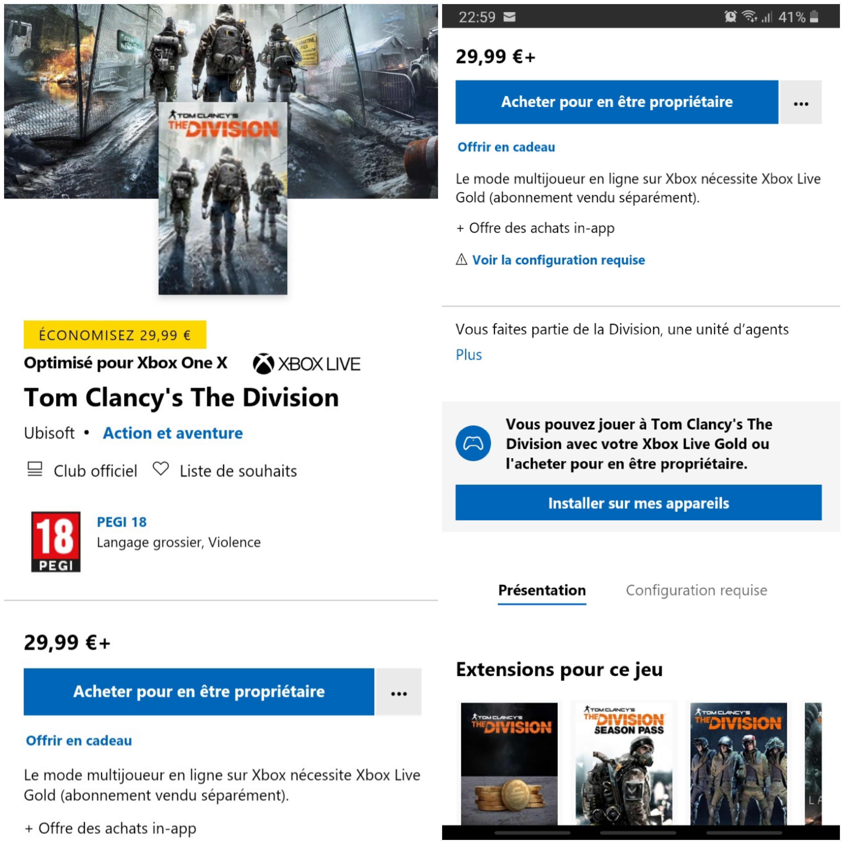 MEMBRE GOLD ET GAME PASS ULTIMATE, The Division (Games with gold) Non gratuit [​IMG]