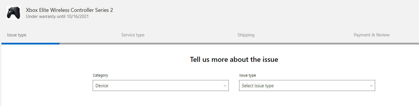 Problem for asking a repair for bumper RB issue for Elite v2 Controller on the device &... [​IMG]