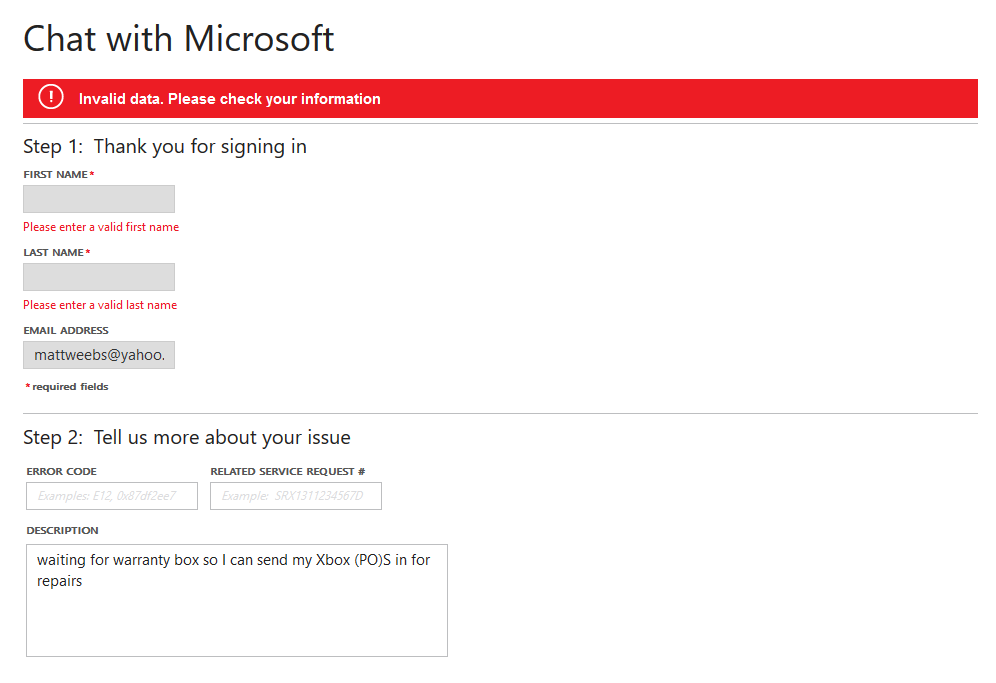 Can't enter a name for microsoft chat support [​IMG]