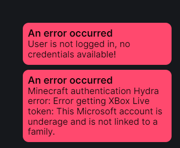 Attempting to use 3rd party minecraft launchers with my Xbox Live account results in error. [​IMG]