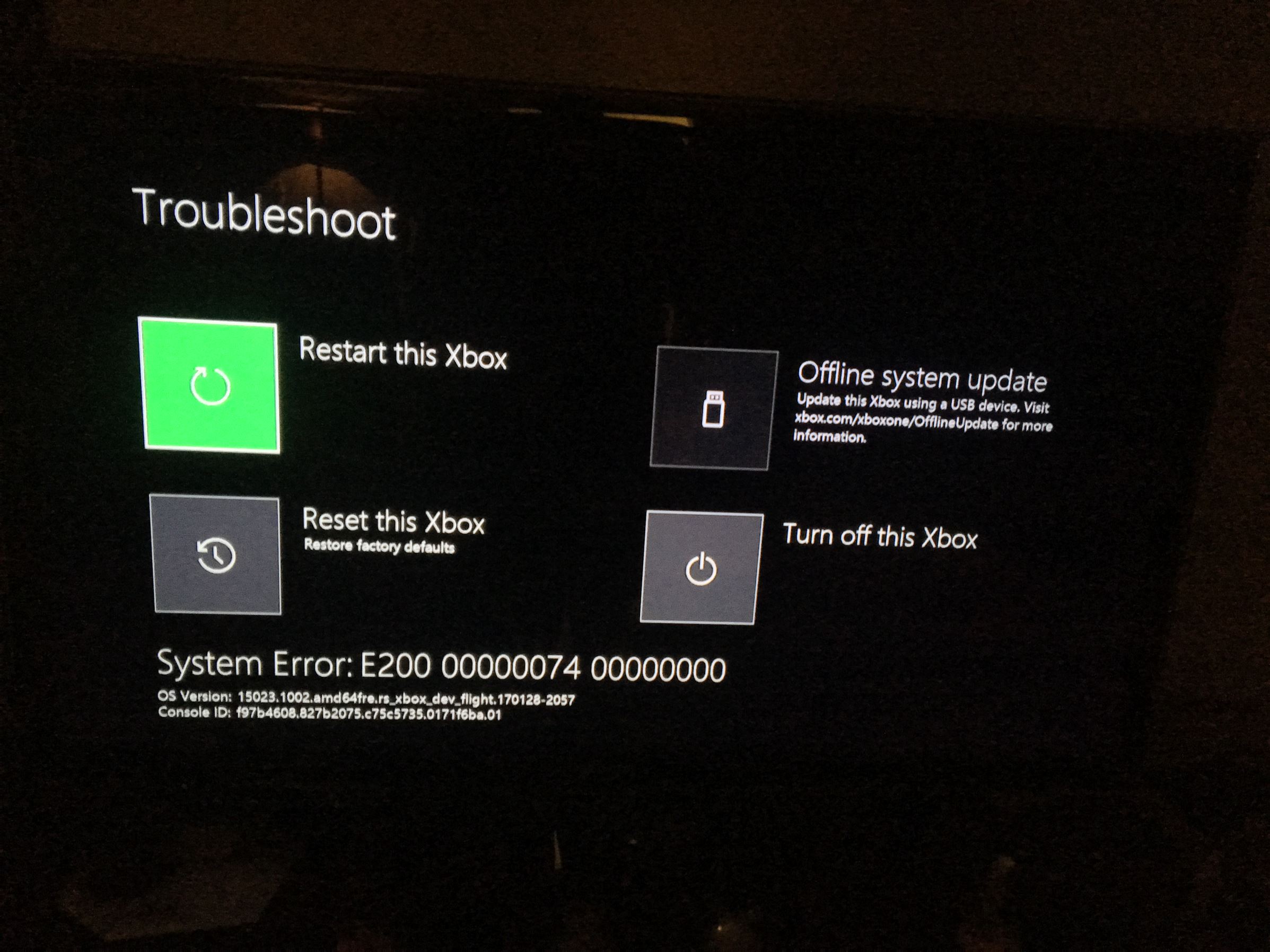 Error Code, had to reset console [​IMG]