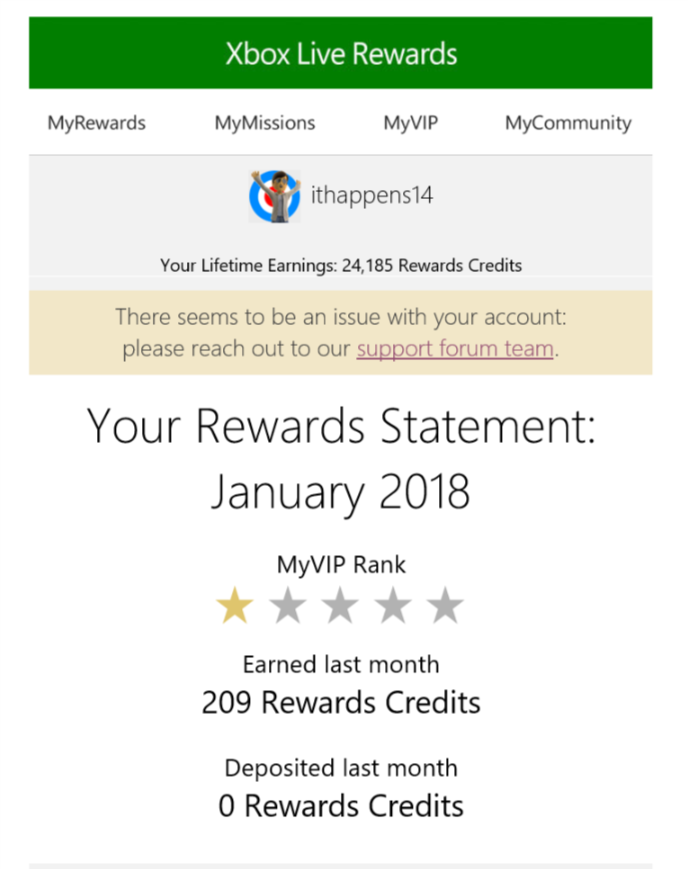 Xbox live rewards won't deposit and email told me to post here [​IMG]