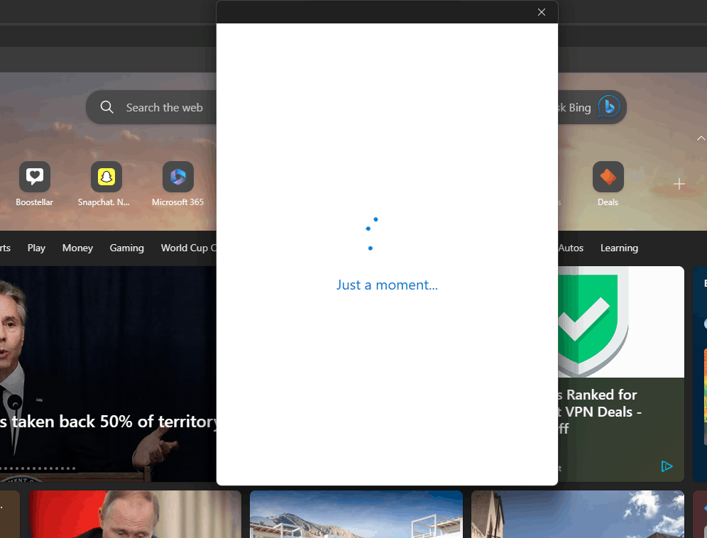 Any Microsoft Login On My Windows 11 PC Shows The "Just A Moment" Screen Then It Closes. [​IMG]