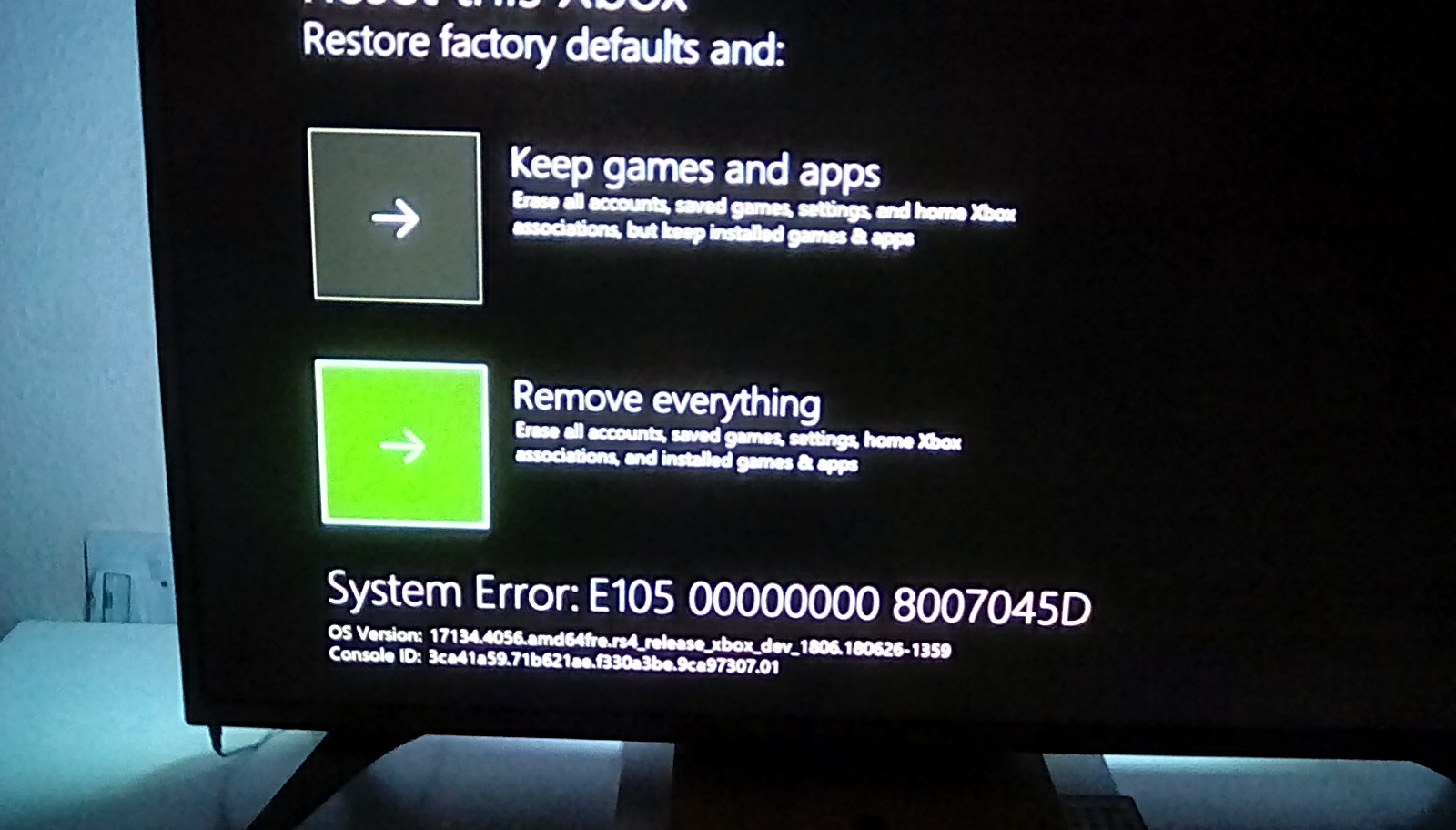 Xbox One X "Something went wrong" [​IMG]