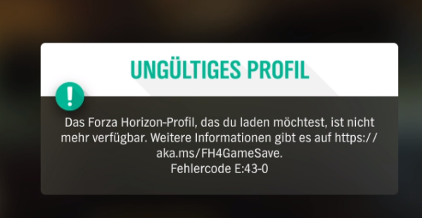 Forza Horizon 4 Ungültiges Profil (Forza Horizon 4 Invalid Profile) [​IMG]