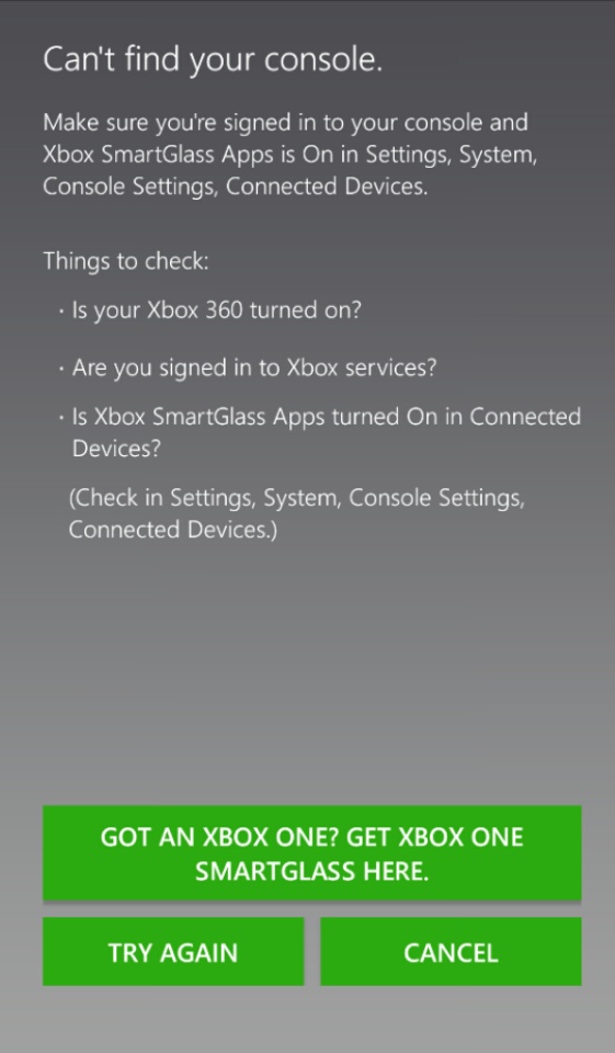 Smartglass can't find console Xbox 360 [​IMG]