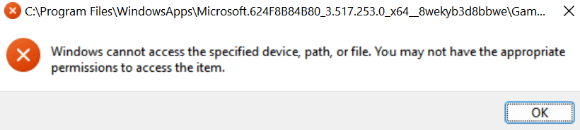 Windows cannot access the specified device when trying to open Forza Horizon 5 on the Xbox App [​IMG]