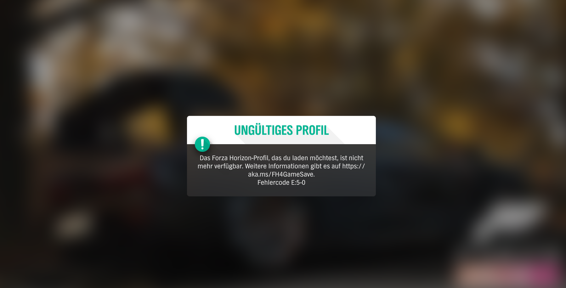 Forza Horizon 4 - can't get access to my profil [​IMG]