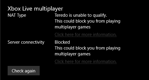 xbox connectivity is blocked and nat is strict, i can't play forza horizon 4 multiplayer. [​IMG]