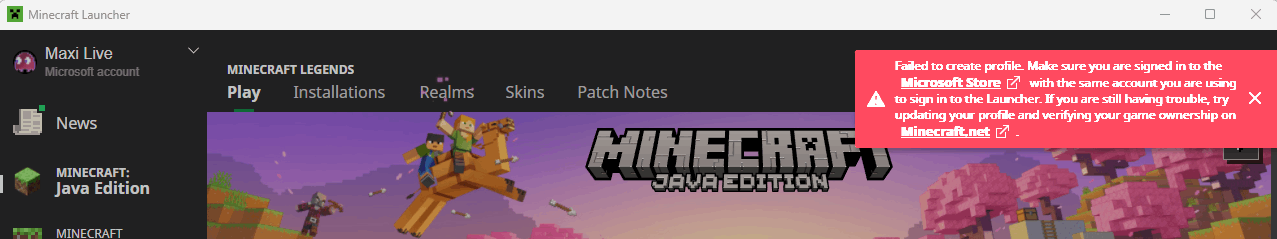 Unable to Play Minecraft Java Edition, Migration issue? [​IMG]