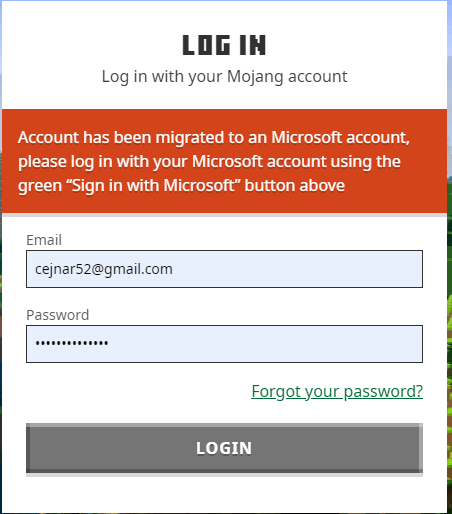 Mojang account transfer to Microsoft account [​IMG]