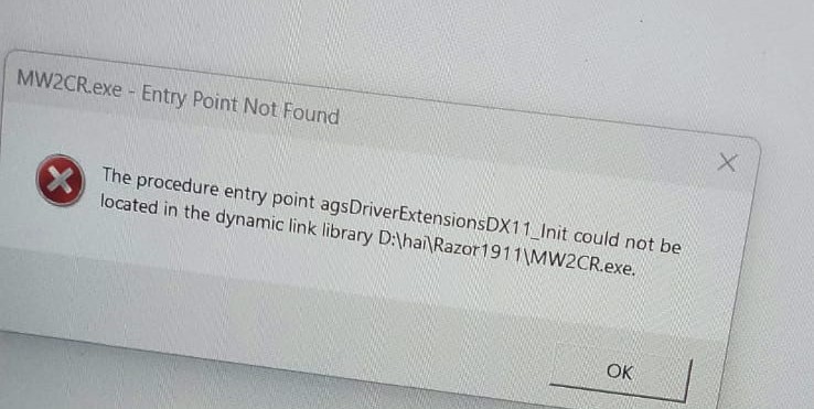 agsDriverExtensionsDX11_lnit could not be located in dynamic link library [​IMG]