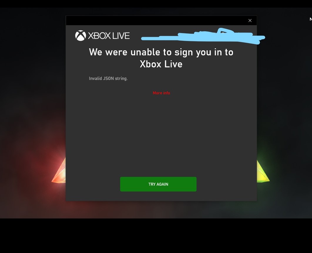 cant sign into my account on xbox app windows 10 "invalid json string" [​IMG]